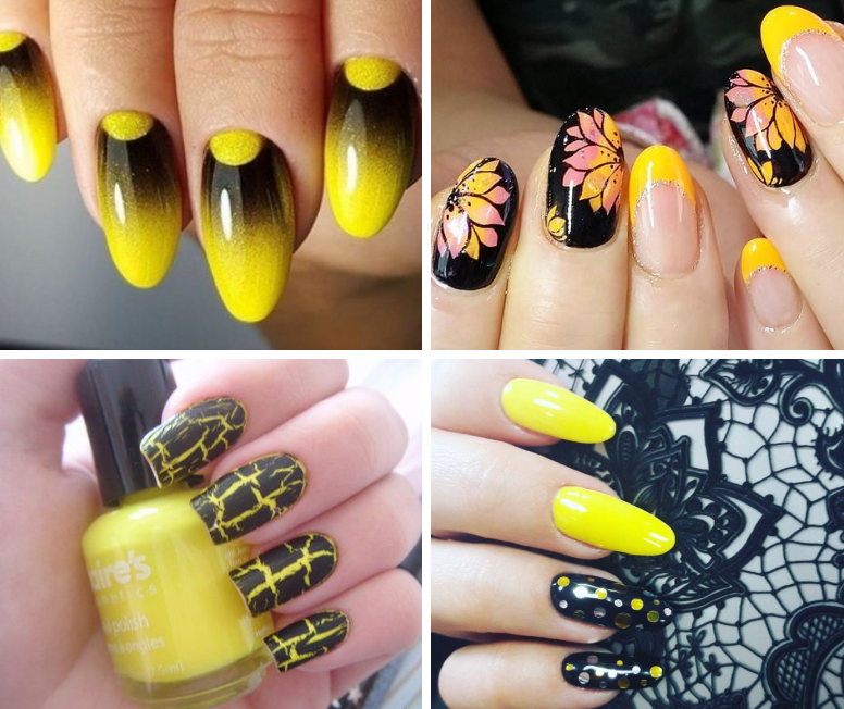 Жовтий манікюр 2021 жовті нігті з фото дизайну, мода кольору, френч, яскраво жовто зеленого, рожевого чорного