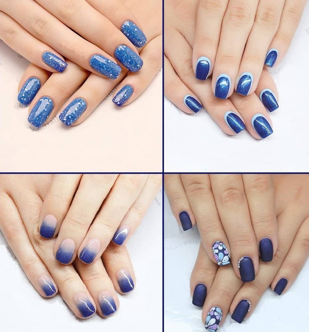 Блакитний манікюр 2022 нігті блакитного кольору з дизайном на короткі, фото, ніжно синьо сіро матові