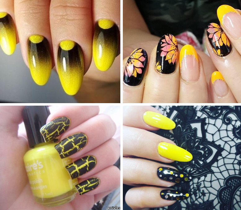Жовтий манікюр 2022 жовті нігті з фото дизайну, мода кольору, френч, яскраво жовто зеленого, рожевого чорного