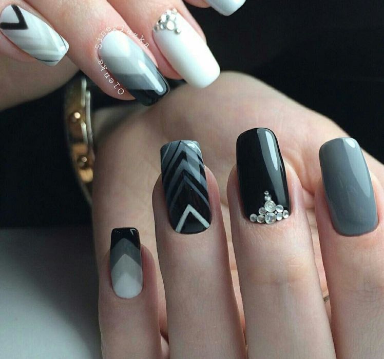 Сірий манікюр 2022 нігті з сірим дизайном короткі, модний колір, фото, весна, літо, осінь, зима