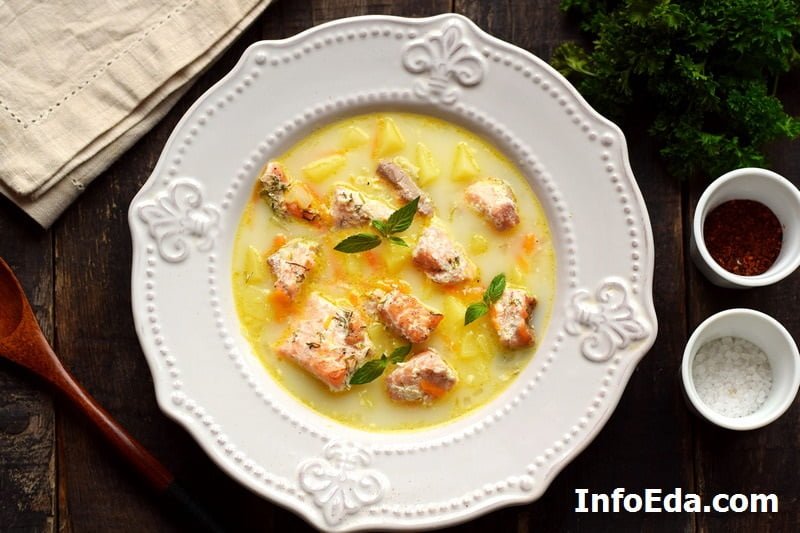 Норвезький суп з сьомги з вершками: рецепт з фото